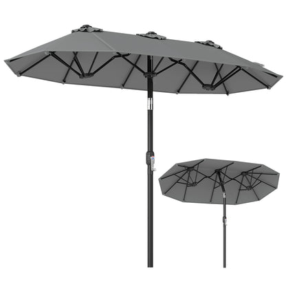 Double-Sided Patio Umbrella With Push Tilt, Gray Outdoor Umbrellas at Gallery Canada