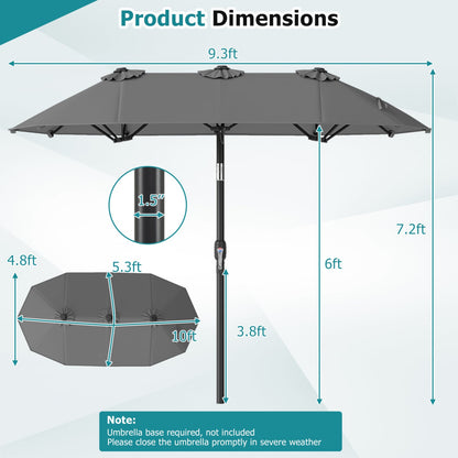 Double-Sided Patio Umbrella With Push Tilt, Gray Outdoor Umbrellas at Gallery Canada