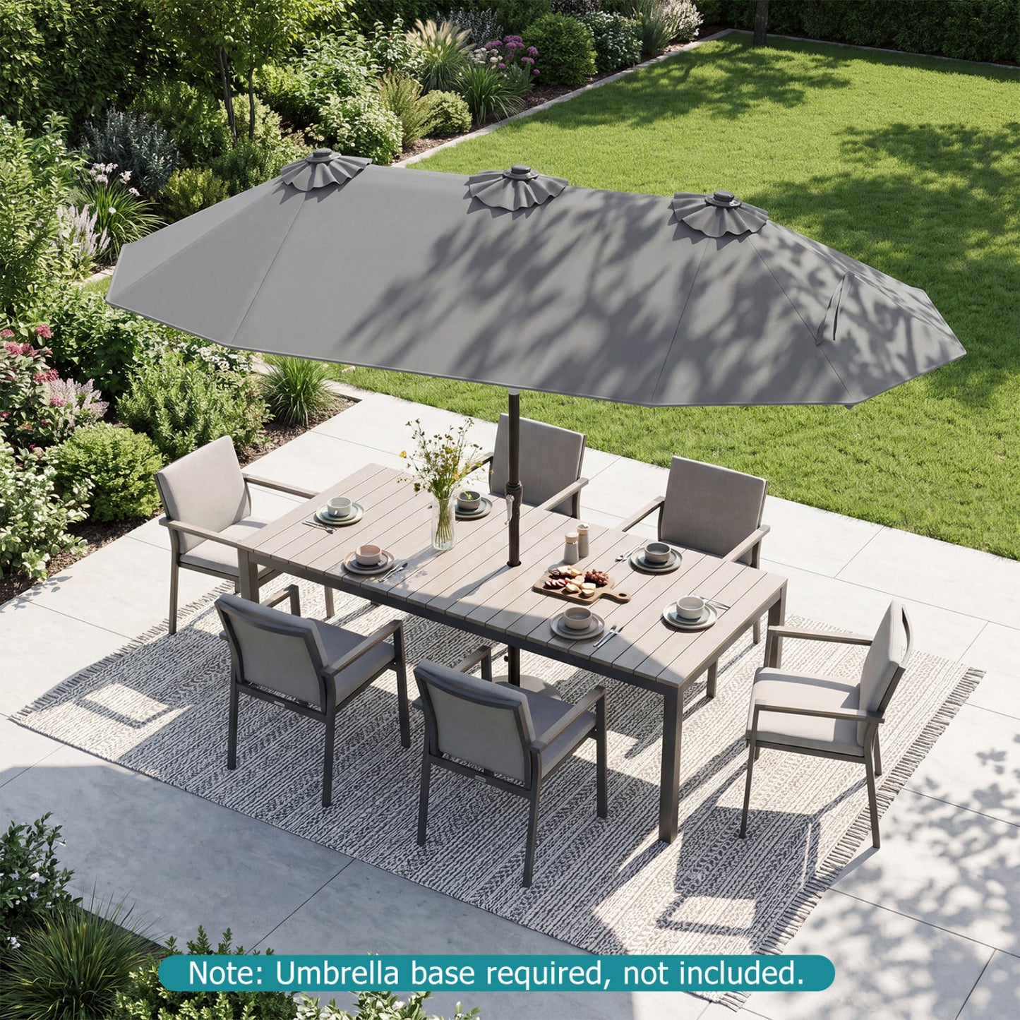 Double-Sided Patio Umbrella With Push Tilt, Gray Outdoor Umbrellas at Gallery Canada