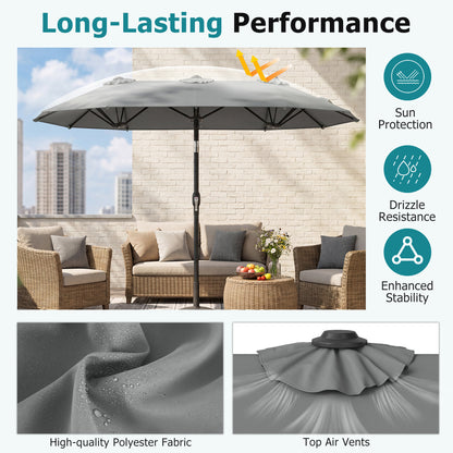 Double-Sided Patio Umbrella With Push Tilt, Gray Outdoor Umbrellas at Gallery Canada
