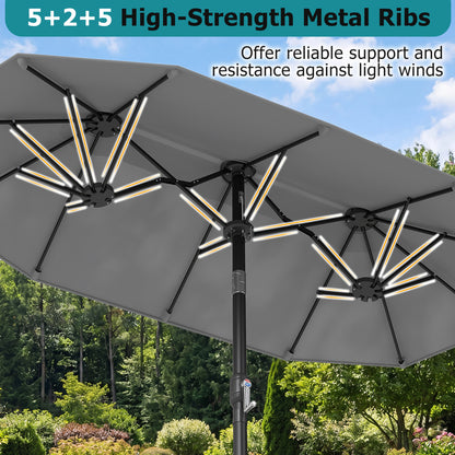 Double-Sided Patio Umbrella With Push Tilt, Gray Outdoor Umbrellas at Gallery Canada
