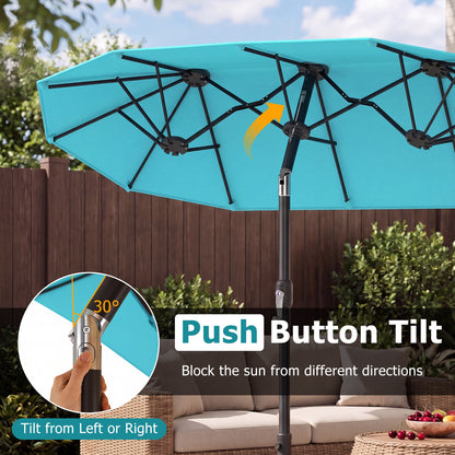 Double-Sided Patio Umbrella, Turquoise Outdoor Umbrellas at Gallery Canada