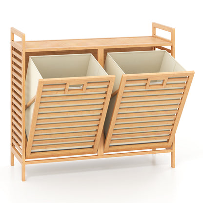 Double Tilt-Out Laundry Hamper, 2 Removable Bins, Natural Laundry Baskets at Gallery Canada
