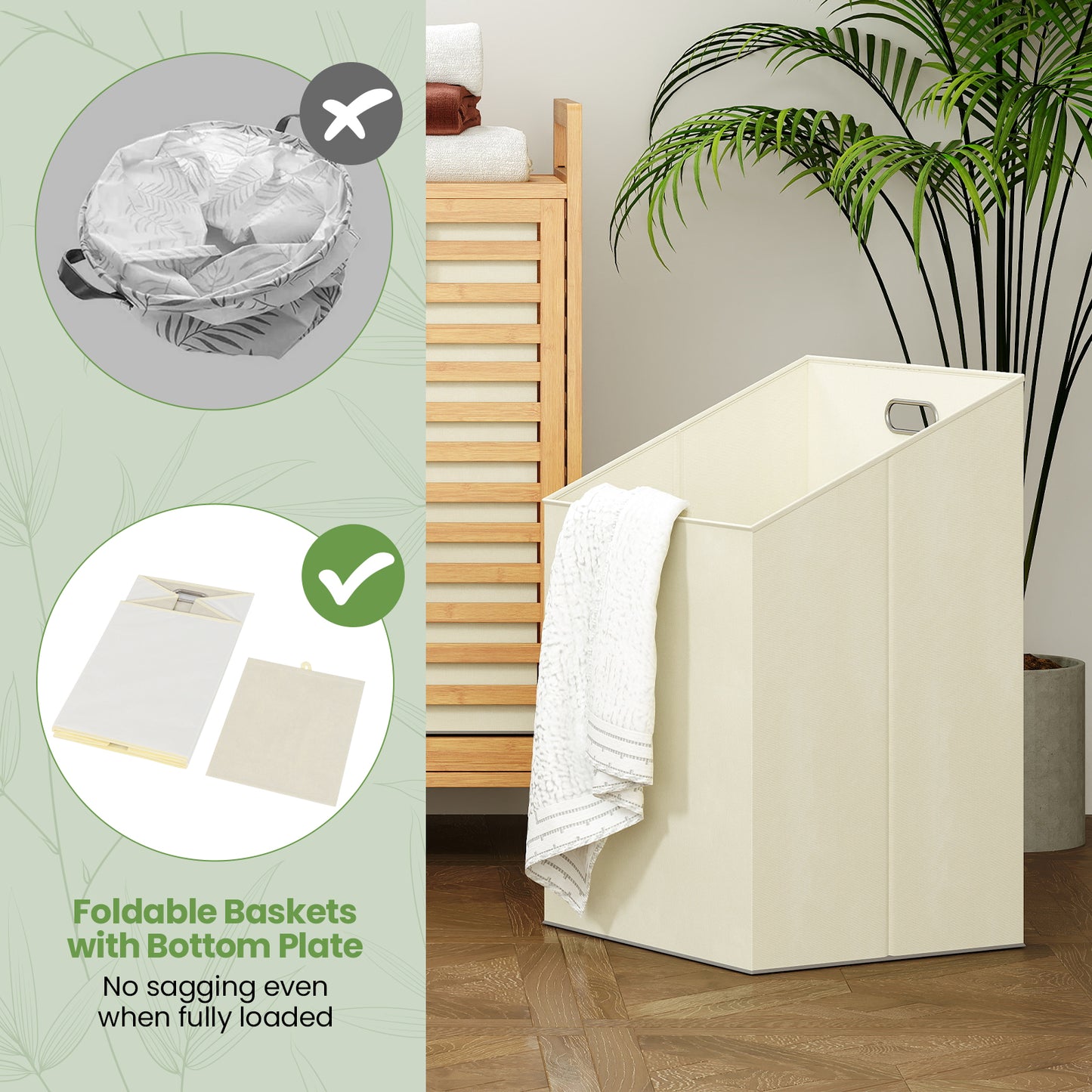 Double Tilt-Out Laundry Hamper, 2 Removable Bins, Natural Laundry Baskets at Gallery Canada