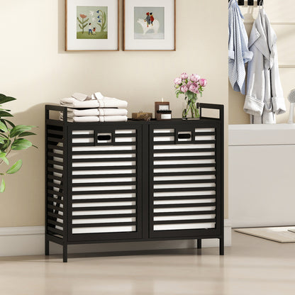 Double Tilt-out Laundry Hamper, 2 Removable Bins, Black