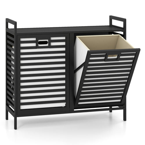 Double Tilt-out Laundry Hamper, 2 Removable Bins, Black
