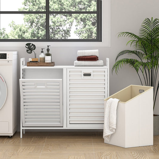 2-Bin Tilt-Out Laundry Hamper, White Laundry Baskets White at Gallery Canada