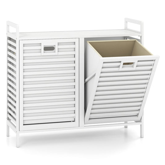 2-Bin Tilt-Out Laundry Hamper, White Laundry Baskets White at Gallery Canada