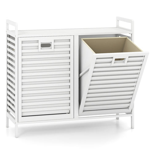 Double Tilt-out Laundry Hamper, 2 Removable Bins, White