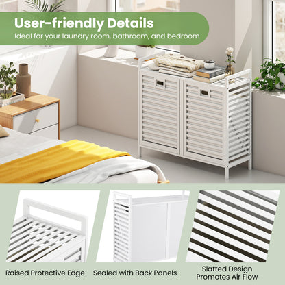 Double Tilt-out Laundry Hamper, 2 Removable Bins, White