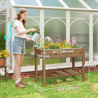Elevated Planter Box With Legs, Storage Shelf, Raised Garden Bed, Carbonized Elevated Garden Beds at Gallery Canada