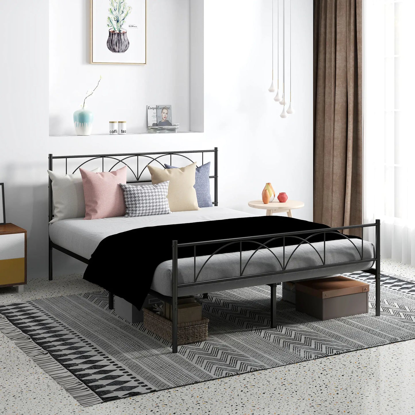 Queen Metal Platform Bed Frame, Steel Slat Support, Underbed Storage Bed Frames at Gallery Canada