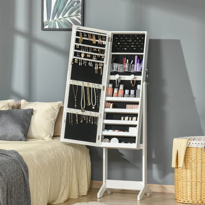 Lockable Jewelry Armoire with LED Light, Standing Mirror, White Jewelry Armoire & Jewellery Mirror Cabinets at Gallery Canada