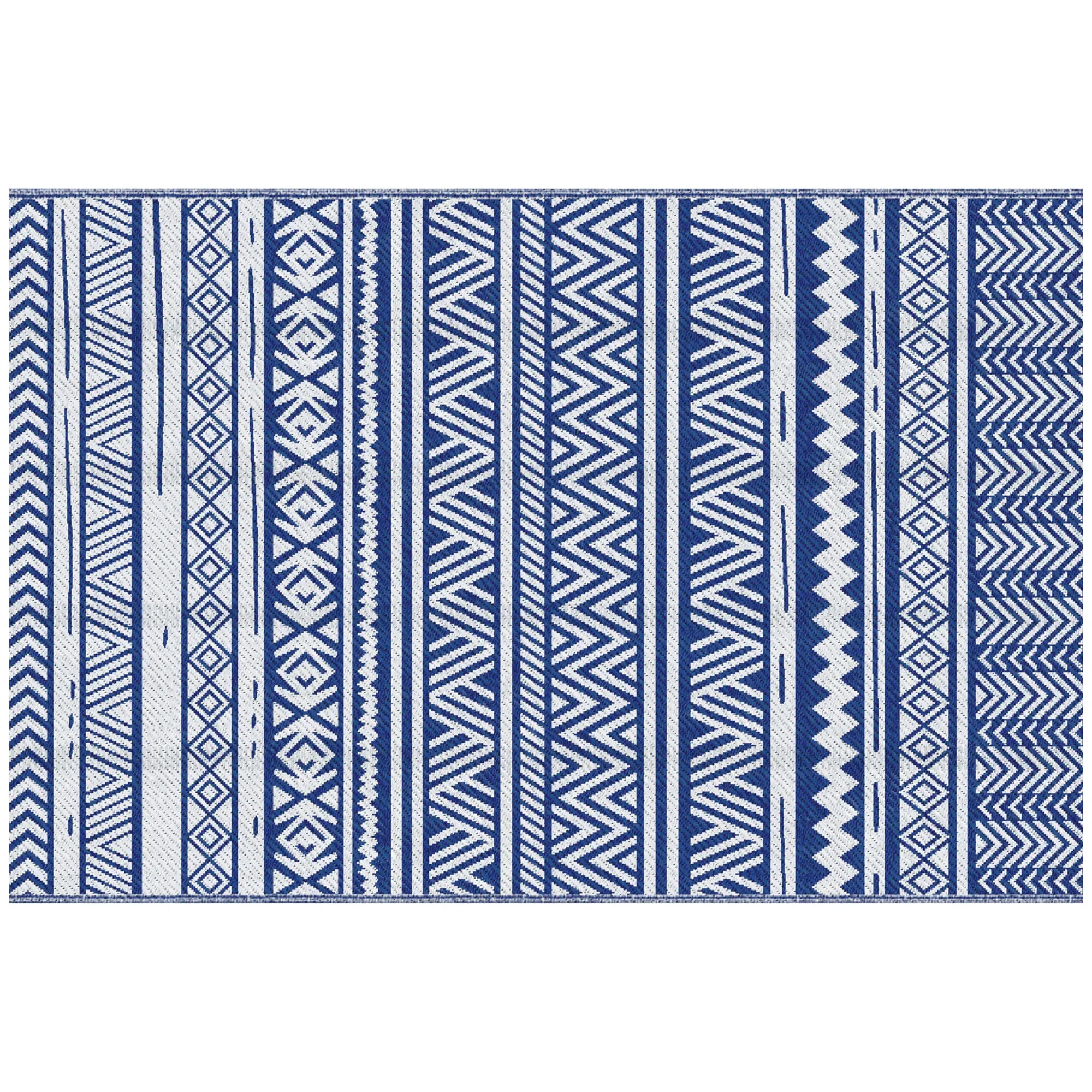 Reversible Outdoor Rug, Patio Floor Mat, 6' x 9', White, Dark Blue Garden Decor at Gallery Canada