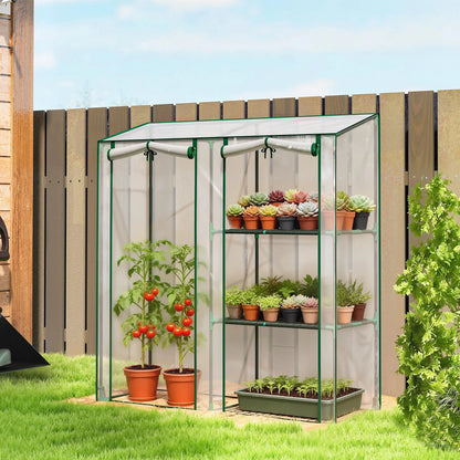 Mini Greenhouse, 3 Shelves, 2 Roll-Up Doors, 56.3" x 17.7" x 59.4", Clear Portable Greenhouses at Gallery Canada