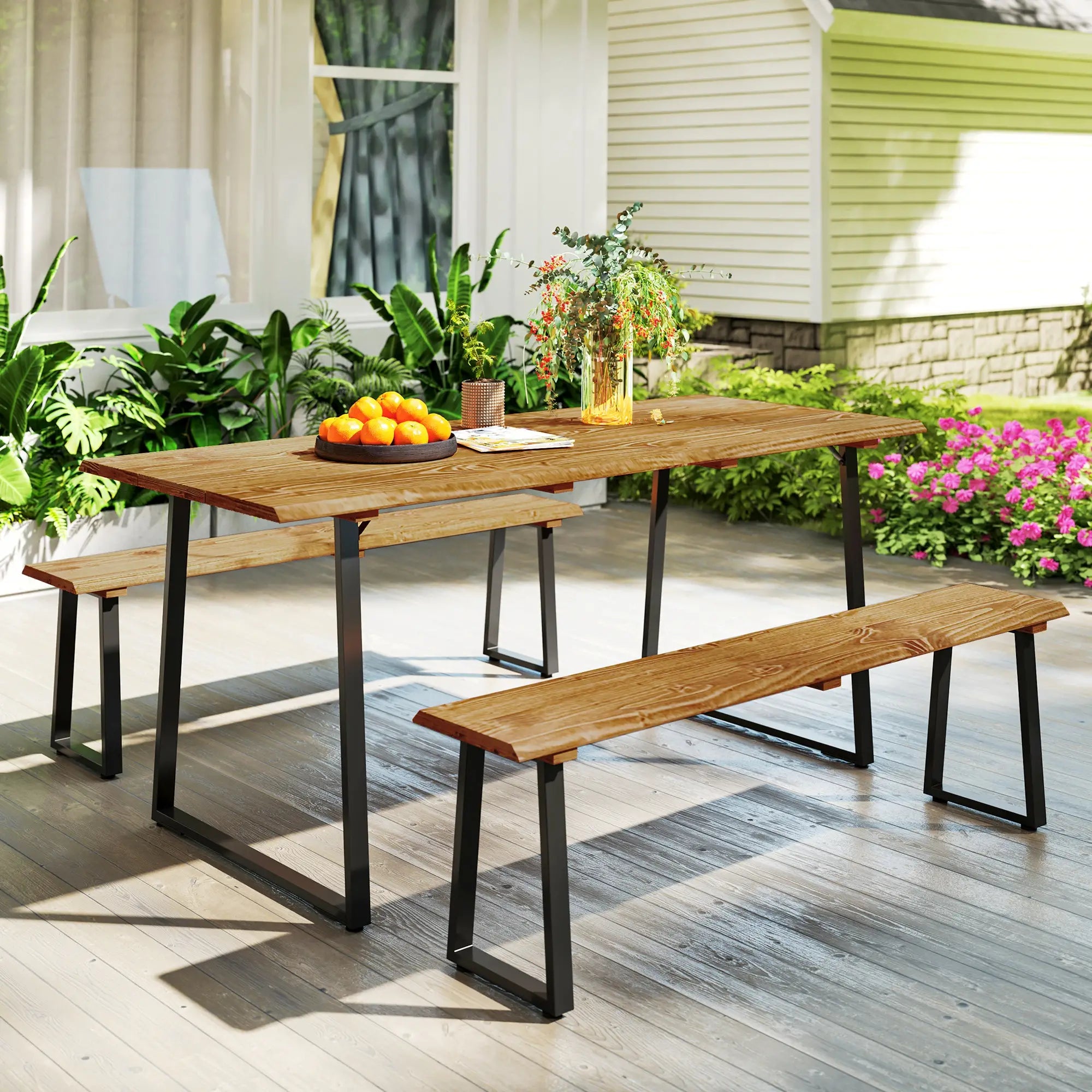 Picnic Table and Bench Set for 6, 2