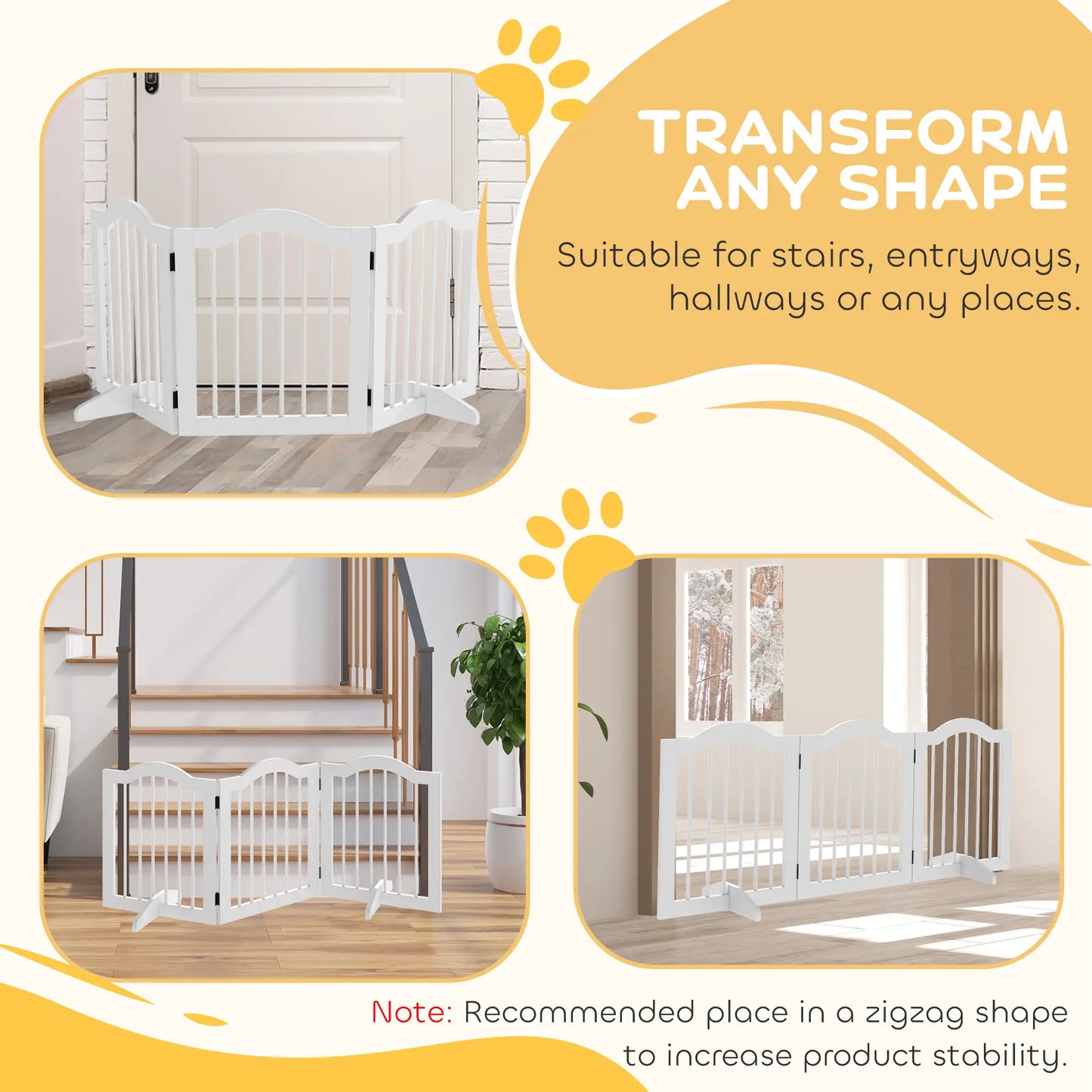 24"H Foldable Dog Gate, 3 Panels, Freestanding Pet Barrier, White Houses, Kennels & Pens at Gallery Canada