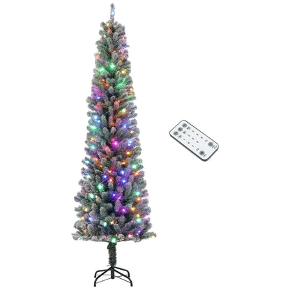7.5ft Prelit Flocked Artificial Christmas Tree, Remote, Dual Color LEDs, 519 Tips, Dual Color Pre Lit Christmas Trees at Gallery Canada