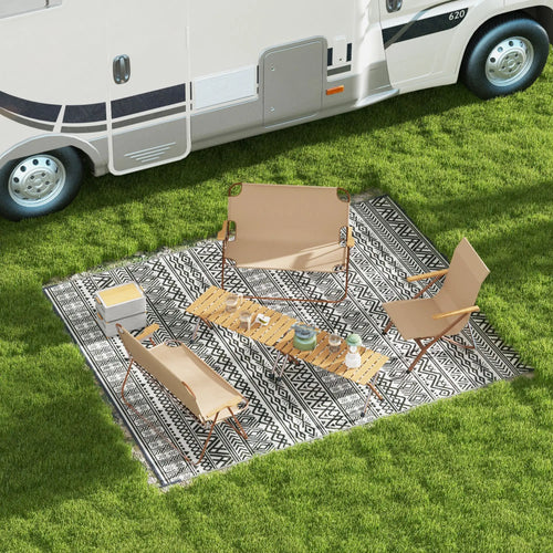 Reversible Outdoor Rug, Waterproof, 8' x 10', Grey Cream White
