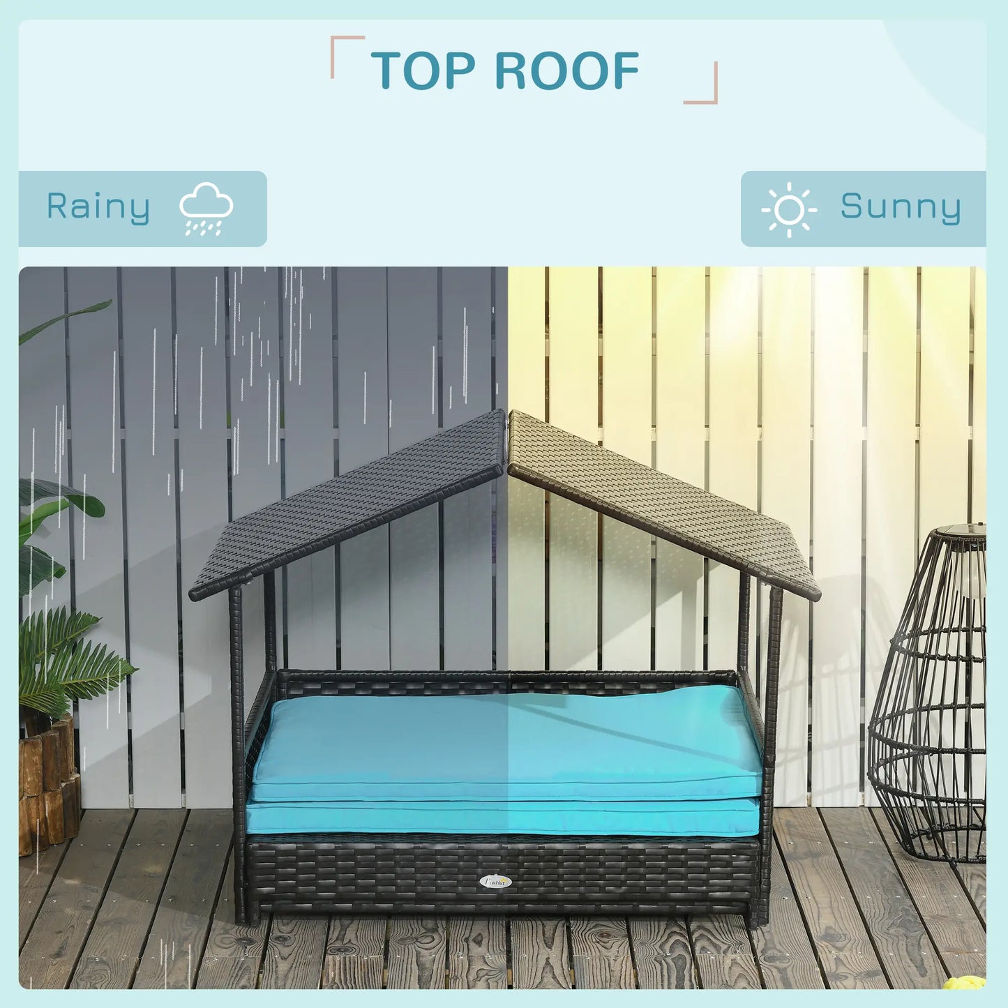 Extendable Wicker Dog Bed, Soft Cushion Washable Cover, Small Medium Dogs, Blue Houses, Kennels & Pens at Gallery Canada