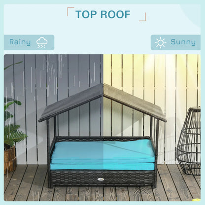 Extendable Wicker Dog Bed, Soft Cushion Washable Cover, Small Medium Dogs, Blue Houses, Kennels & Pens at Gallery Canada