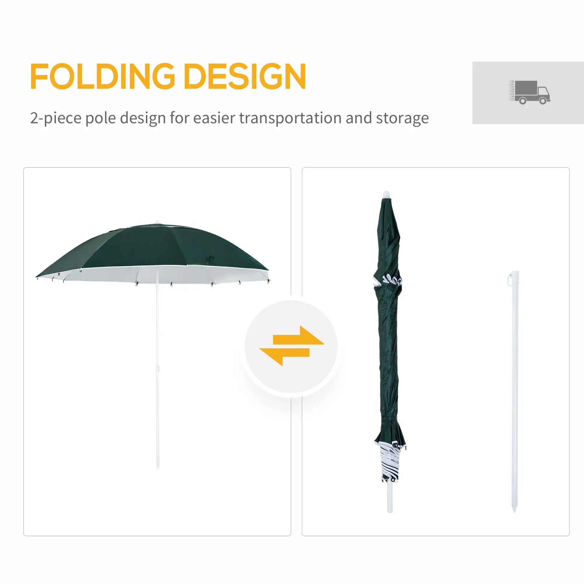 7.5FT 2-in-1 Umbrella Shelter, UPF50+ UV Protection, Dark Green Beach Umbrellas at Gallery Canada