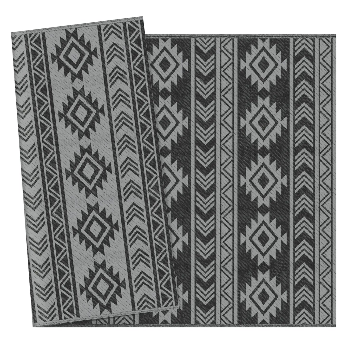 Reversible Outdoor RV Rug, Patio Mat, 6' x 9', Black & Grey Garden Decor at Gallery Canada