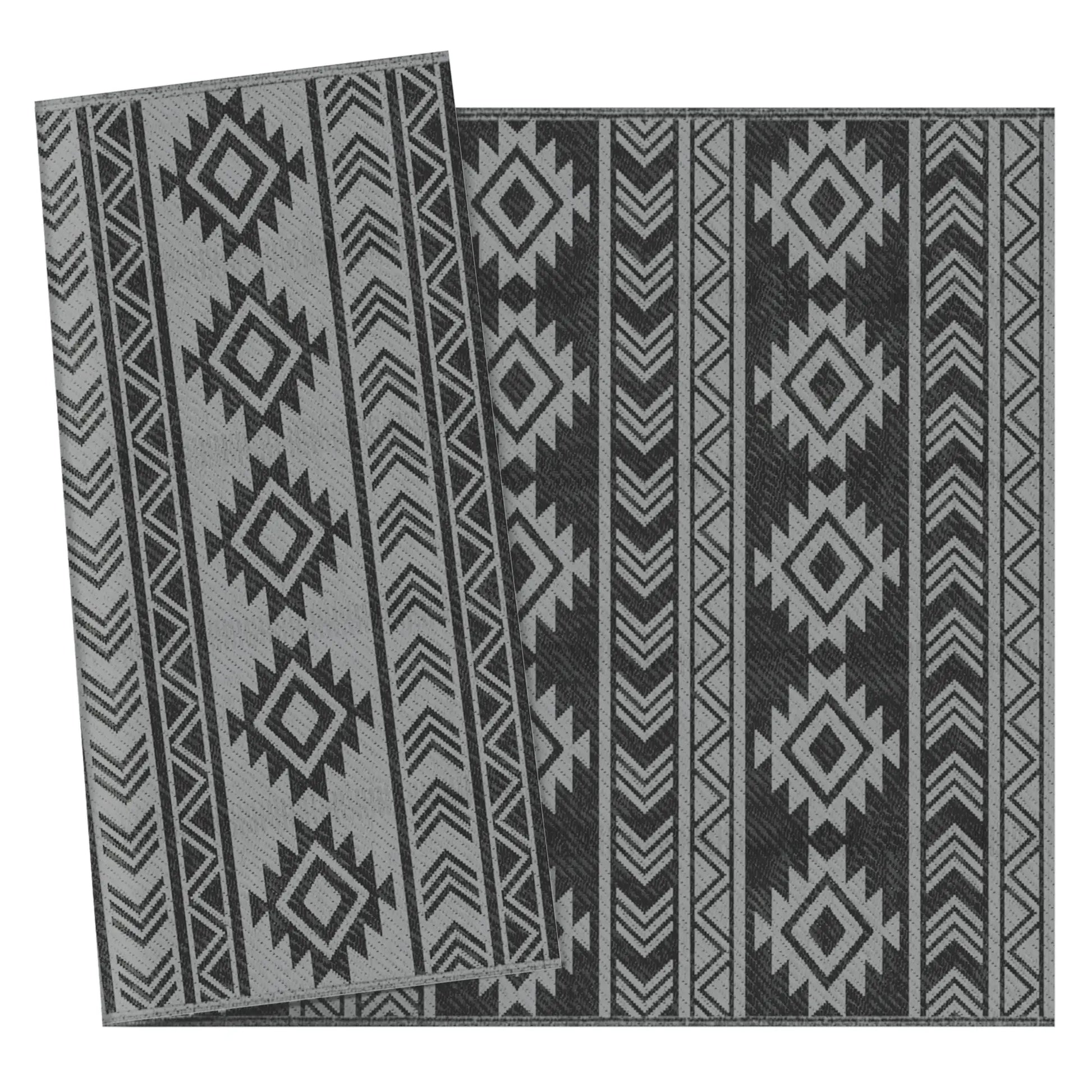 Reversible Outdoor RV Rug, Patio Mat, 6' x 9', Black & Grey Garden Decor at Gallery Canada
