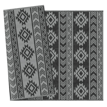 Reversible Outdoor RV Rug, Patio Mat, 6' x 9', Black & Grey Garden Decor at Gallery Canada