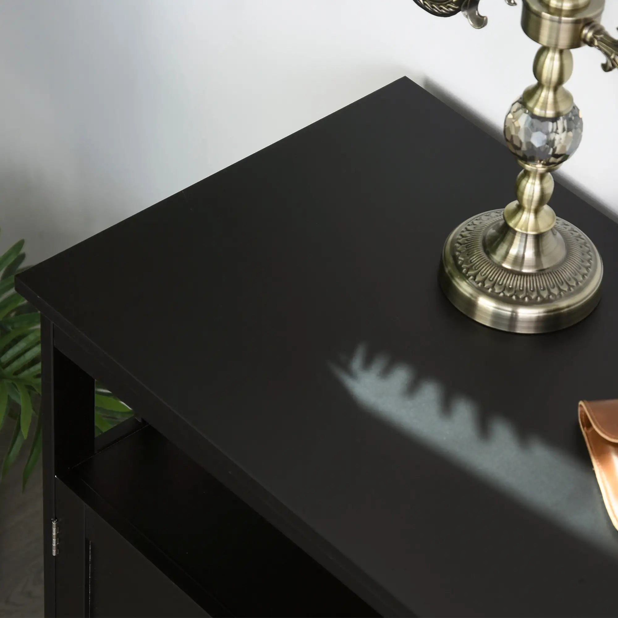 Kitchen Sideboard, Wooden Storage Cabinet, 2-Level Shelf, Black Bar Cabinets at Gallery Canada