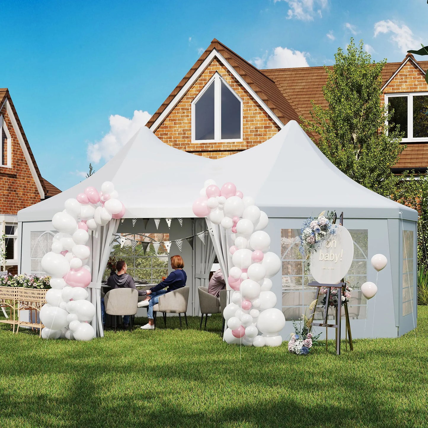 16' x 22' White High Peak Octagonal Wedding Tent, Removable Walls, White Canopy Tents at Gallery Canada