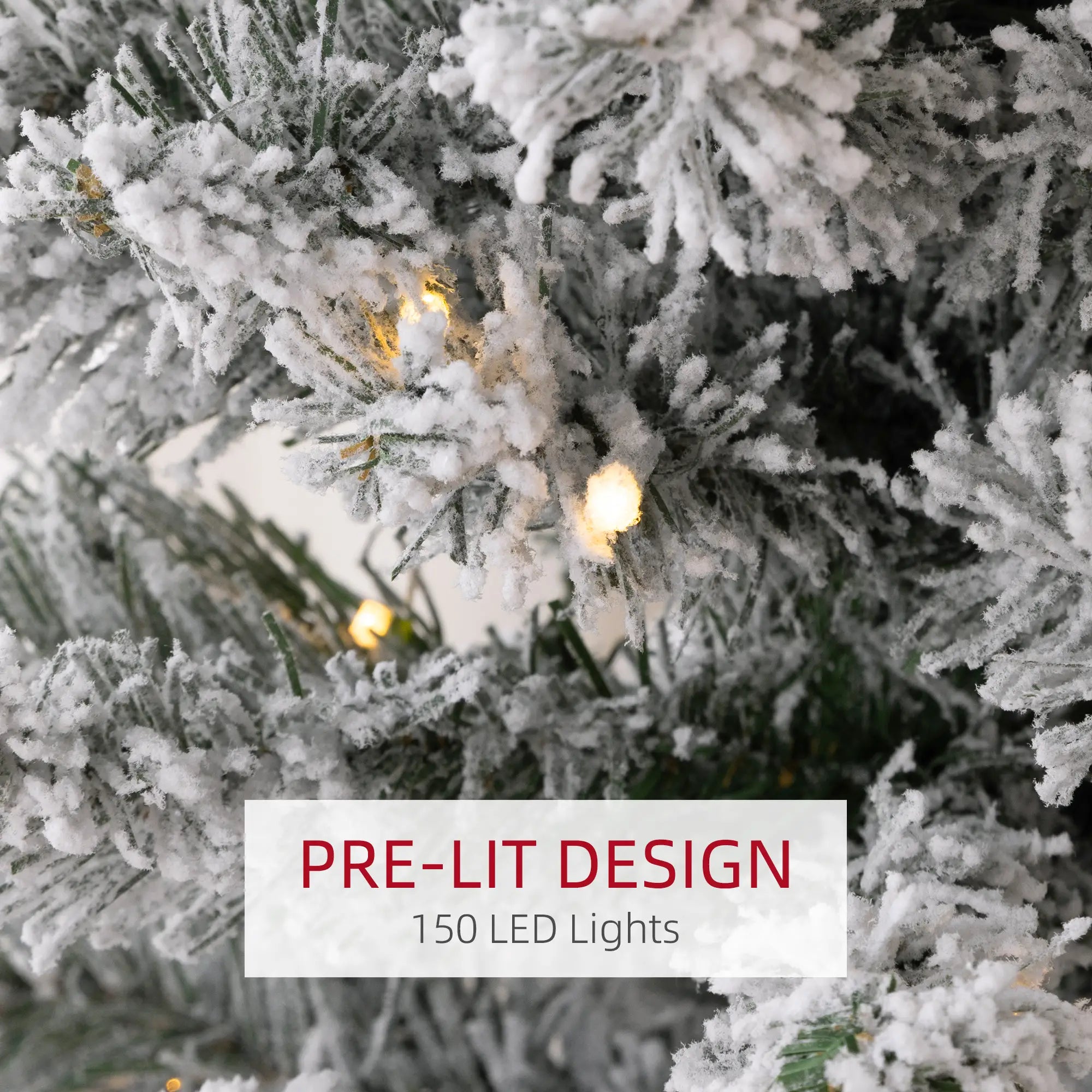 6ft Prelit Snow Flocked Christmas Tree, Metal Base, Warm White LED Pre Lit Christmas Trees at Gallery Canada
