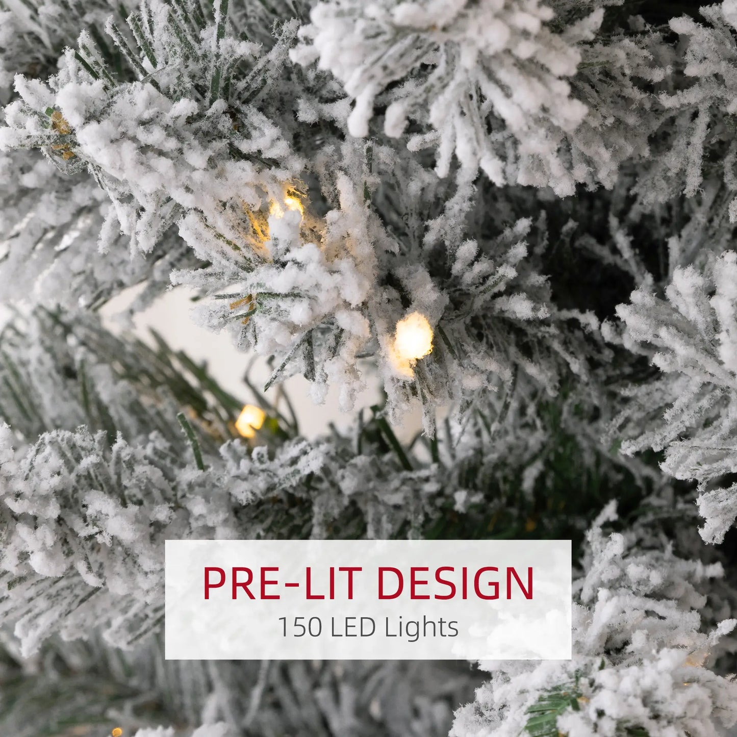 6ft Prelit Snow Flocked Christmas Tree, Metal Base, Warm White LED Pre Lit Christmas Trees at Gallery Canada