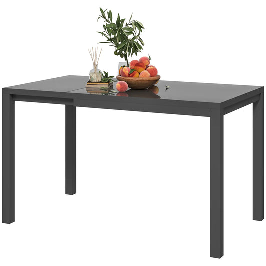 Adjustable Outdoor Dining Table, 33.5"-49.2", Tempered Glass Top, Metal Frame, Dark Grey Patio Dining Tables Dark Grey at Gallery Canada