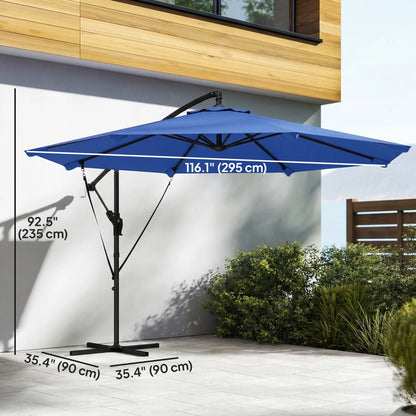 10FT Cantilever Patio Umbrella, With Cover And Wind Ropes, Navy Blue Offset Cantilever Umbrellas at Gallery Canada