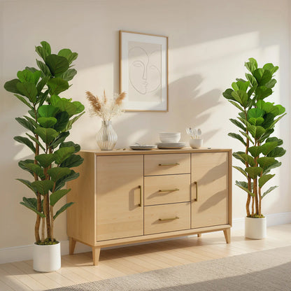 6FT Artificial Fiddle Leaf Fig Tree Set Of 2, Fake Potted Tree, Green Artificial Trees at Gallery Canada
