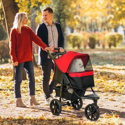 3 Wheel Folding Dog Stroller, Adjustable Canopy, Storage Brake, Mesh Window, S&M Dogs, Red Dog Bike Trailers & Strollers at Gallery Canada