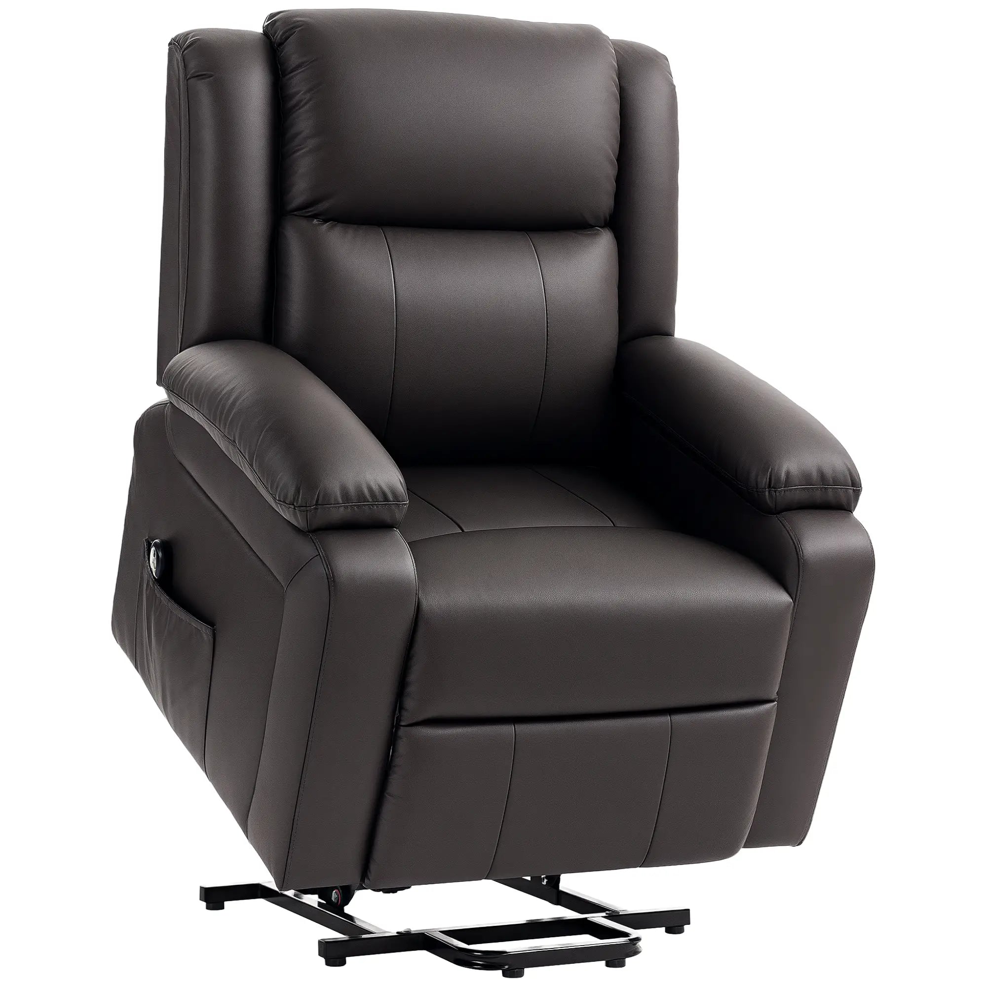 PU Leather Electric Recliner Chair, Remote, Side Pockets, Brown Electric Power Lift Chairs at Gallery Canada