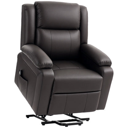 PU Leather Electric Recliner Chair, Remote, Side Pockets, Brown Electric Power Lift Chairs at Gallery Canada