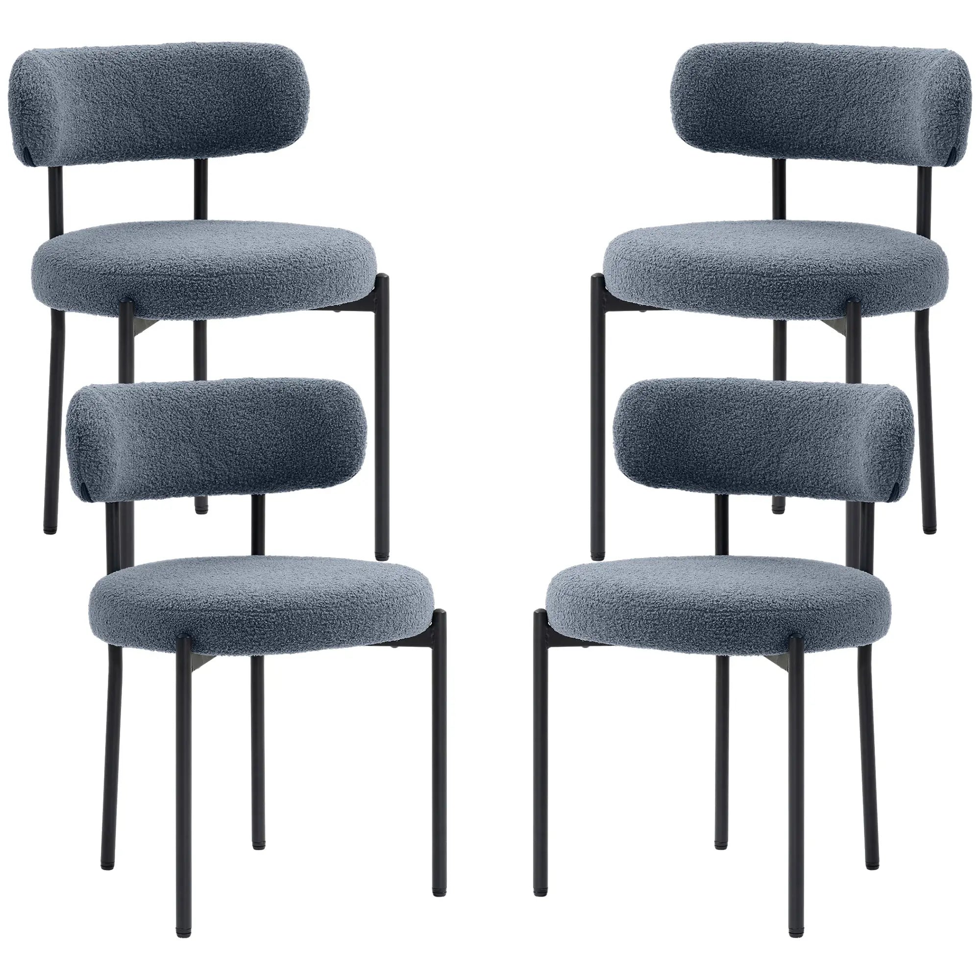 4 Pc Kitchen Chairs, Modern Dining, Berber Fleece Upholstery, Steel Legs, Grey Dining Chairs Grey at Gallery Canada