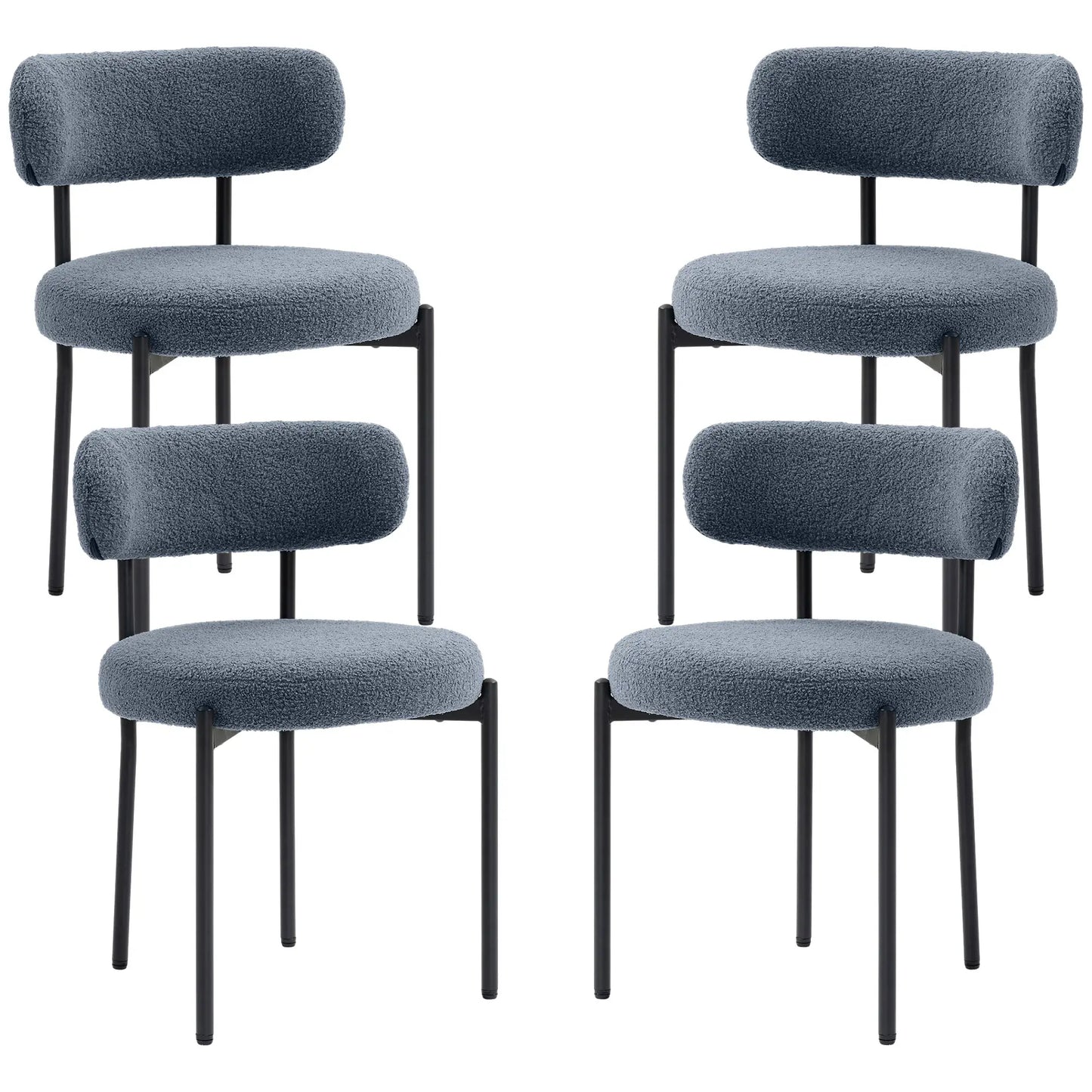 4 Pc Kitchen Chairs, Modern Dining, Berber Fleece Upholstery, Steel Legs, Grey Dining Chairs Grey at Gallery Canada