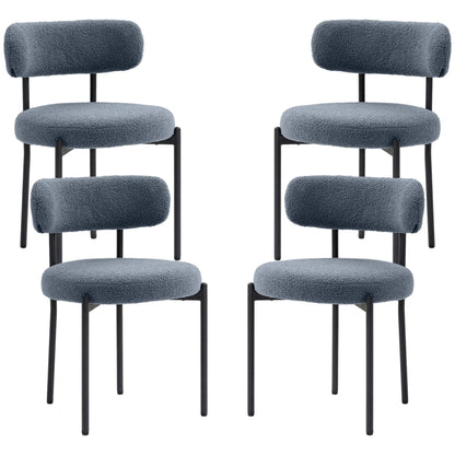 4 Pc Kitchen Chairs, Modern Dining, Berber Fleece Upholstery, Steel Legs, Grey Dining Chairs Grey at Gallery Canada