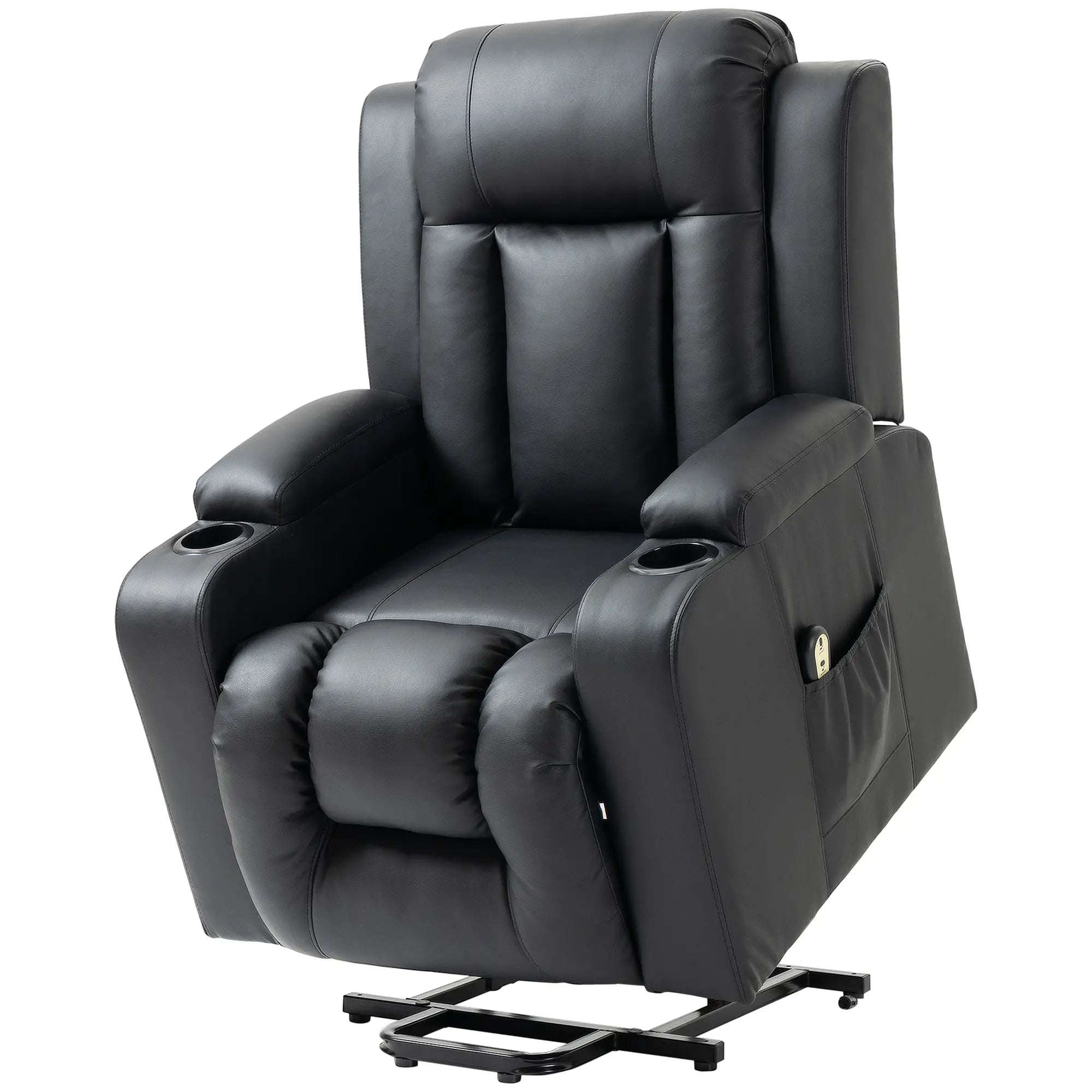 Electric Power Lift Recliner Chair, PU Leather, Remote Control, Black Electric Power Lift Chairs at Gallery Canada