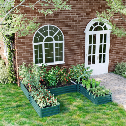 Steel Raised Garden Bed, Set of 5, 8x8x1ft, Green