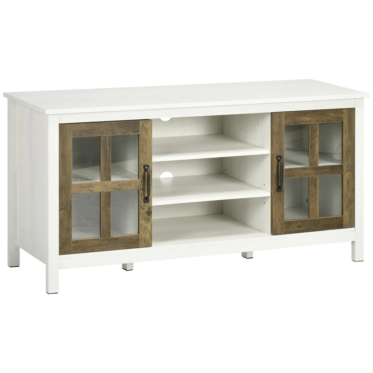 TV Stand for 55 Inch TVs, Adjustable Shelves, Cable Holes, White TV Stands White, Light Walnut at Gallery Canada