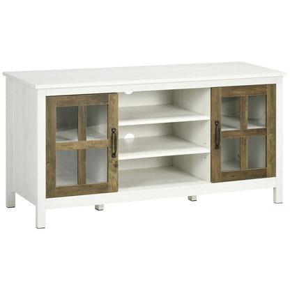 TV Stand for 55 Inch TVs, Adjustable Shelves, Cable Holes, White TV Stands White, Light Walnut at Gallery Canada