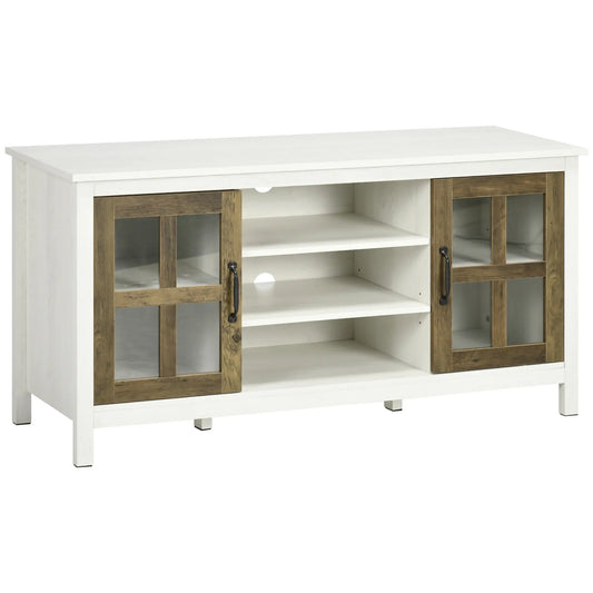 TV Stand for 55 Inch TVs, Adjustable Shelves, Cable Holes, White TV Stands White, Light Walnut at Gallery Canada