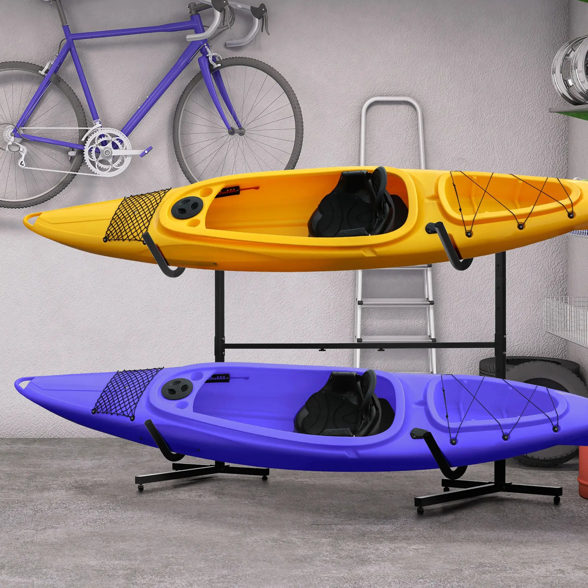 Freestanding Kayak Storage Rack, Adjustable Length, Heavy Duty, Indoor Outdoor Kayak Carts at Gallery Canada