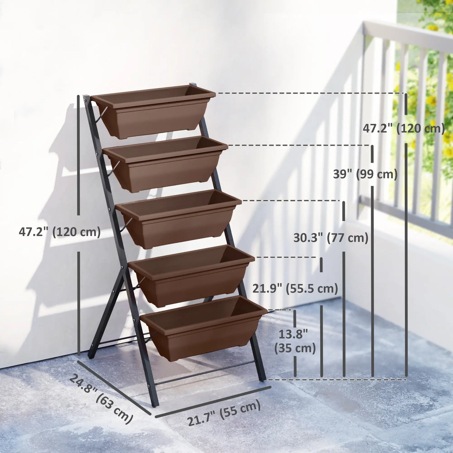 5-Tier Raised Garden Bed, 5 Planter Box, Outdoor Plant Stand, Brown Plant Stands at Gallery Canada