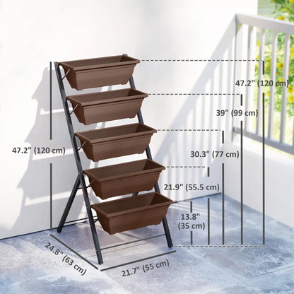 5-Tier Raised Garden Bed, 5 Planter Box, Outdoor Plant Stand, Brown Plant Stands at Gallery Canada